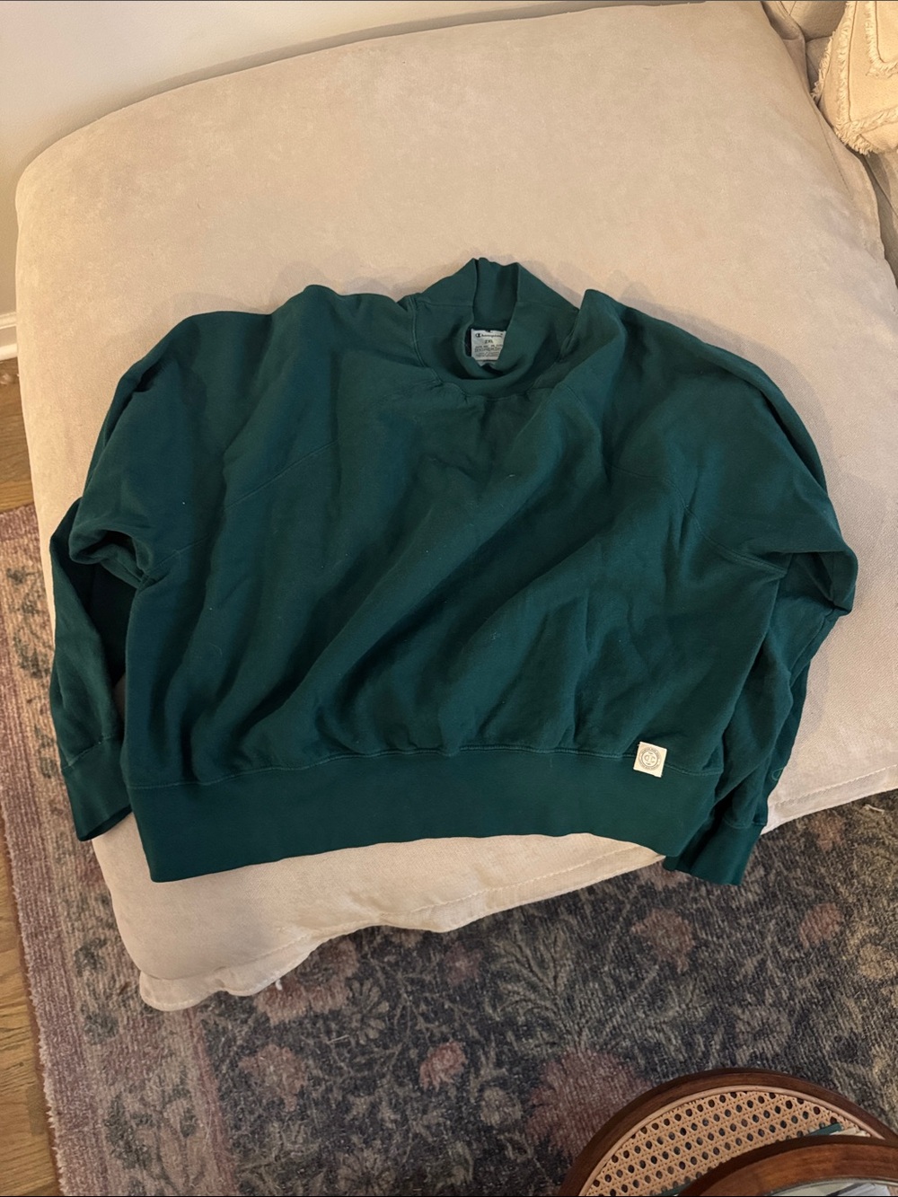 Champion mock neck sweatshirt in Dark Green